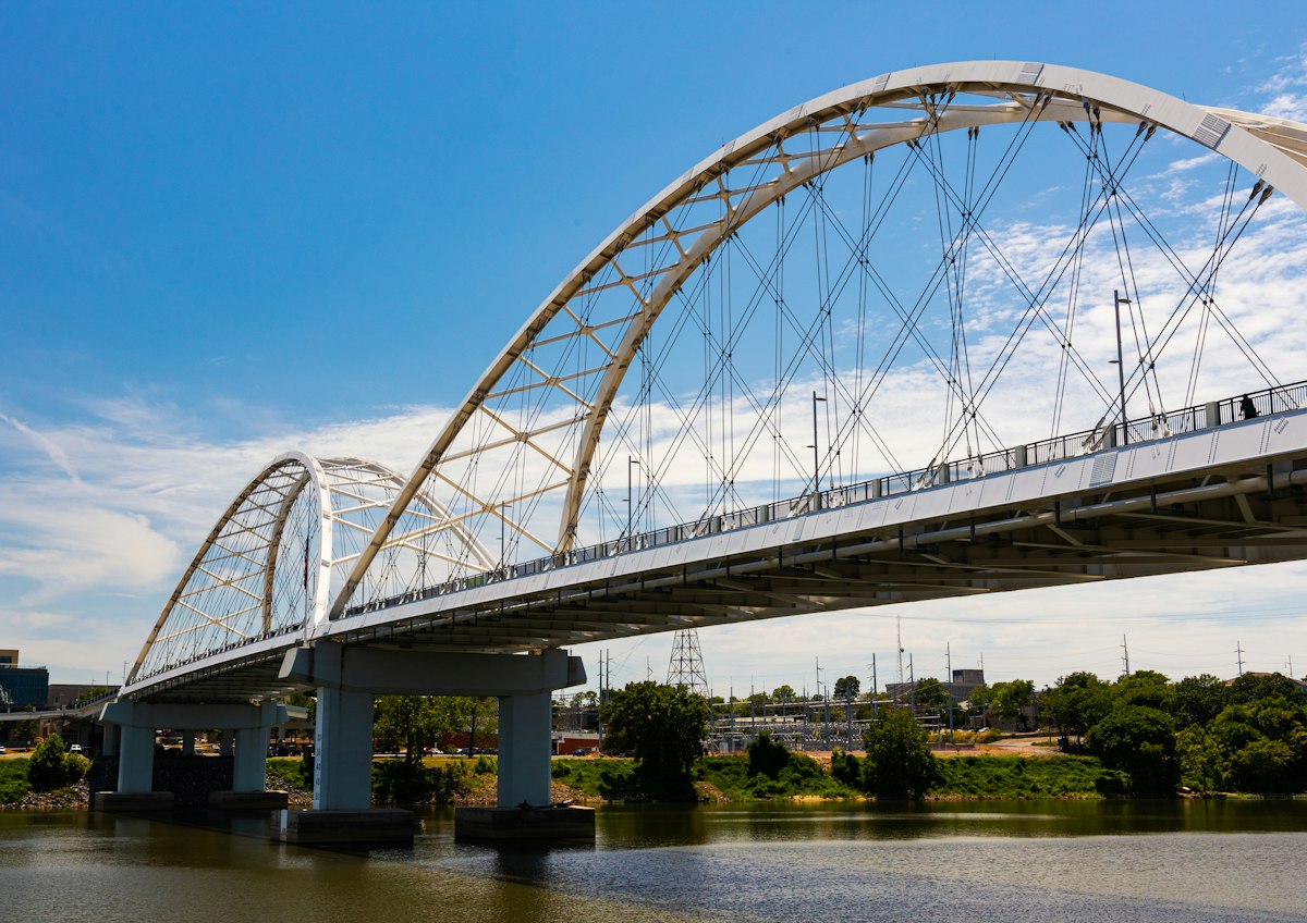 A bridge crossing an Arkansas river